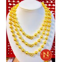 ราคา สร้อยคอ เม็ดประคำฉลุจิกเพชรตัดลาย เม็ดประคำพ่นทราย น้ำหนัก 3 บาทขนาด 10 มิม ทองหุ้ม ทองชุบ นพคุณห้างทอง (19477382544)