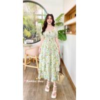 ราคา เดรสลายดอกอัดพลีท พร้อมสายผูก ใส่ทำงาน ใส่ไปงานสวยๆเลย (21382492706)