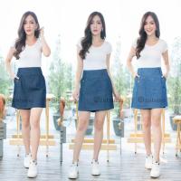 ราคา กางเกงกระโปรงผ้ายีนส์ฟอก ขาสั้นแต่งป้ายด้านหน้า (12258557877)