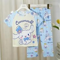 ราคา Sanrio Kuromi Cinnamoroll ชุดนอนผ้าบางฤดูร้อนแขนสั้นน่ารัก2ชิ้นชุดนอน กางเกงขายาว Pakaian Rumahan (21560892975)
