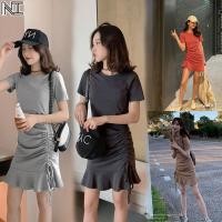 ราคา Laz Nigori ชุดผู้หญิงเสื้อยืดกระโปรงกระโปรงสั้นกระโปรงผ้าไหม (1377314952)