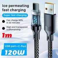 ราคา สายชาร์จเร็ว USB TO Type C 120W 6A Super Fast Charge LED สายข้อมูล สาย Type C สายไอโฟน สาย USB C ของแท้ สำหรับ Xiaomi Huawei Samsung OPPO VIVO (21794458579)