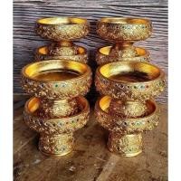 ราคา พานสีทอง พานปิดทอง พานไม้ปิดทอง ขันโตกทรงพาน ปิดทองคำเปลว 68101214นิ้ว (21891134535)