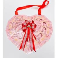 ราคา พวงมาลัยใส่ธนบัตรราคา59 รูปหัวใจแบบซอง 15 ใบ (21771157999)