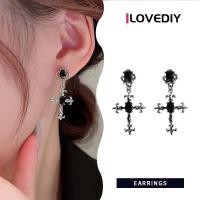 ราคา ILOVEDIY ต่างหูระย้าต่างหูรูปดาวกางเขนแฟชั่นสีดำส่องประกายแห่งศรัทธา (21467855152)