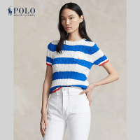 ราคา Polo Ralph Lauren เสื้อกันหนาวผู้หญิง Cable Knit Cotton Short Sleeve Sweater รุ่น WMPOSWENC020888 สีขาว (21846731051)