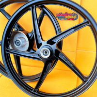 ราคา ล้อแม็กลายเดิมสีดำล้วน W110i ปี2009 2020 ล้อแม็กทรงเดิม งานสวย เนียน หน้า หลัง 5ก้าน (21387827656)