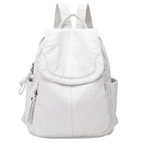 ราคา Womens Soft Leather Casual School Bag Washed Leather Backpack Girl Travel Small School Bag (18293762919)