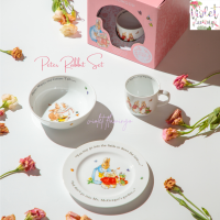 ราคา Violet Flamingo ชุดจานชามและแก้วมัค เซ็ต 3 ชิ้น Peter Rabbit จานเซรามิคลายกระต่าย มาพร้อมกล่องของขวัญ (21539274097)