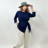ราคา PORTLAND เสื้อยืดแขน 3 ส่วน เอวสม็อบ 3 4 Sleeves Tie Waist T Shirt Navy (21471441159)