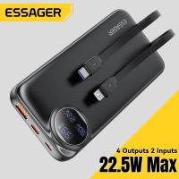 ราคา Essager แบตเตอรี่สำรอง USBA22 5W 20000MAh แบบพกพาจอแสดงผลดิจิตอลที่มีชนิด C สายเคเบิลหลอดไฟ Micro Fast Charging 10000MAh 4เอาต์พุต2 Lnputs แบตเตอรี่สำรองสำหรับ PD20W IPhone15Pro Huawei Mate 60 Samsung