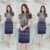 ราคา เดรสทำงาน เดรสผ้าไทย เดรสผ้าฝ้าย ชุดออกงาน ชุดผ้าฝ้ายหมักโคลน ชุดเดรสผู้หญิง ชุดผ้าไทยทำงาน ชุดทำบุญ (15343268920)
