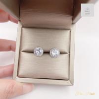 ราคา ต่างหูเพชรเม็ดเดี่ยวหน้า6มิล 80 ตังล้อมเพชรสีทองขาว (21384866419)