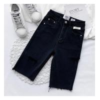 ราคา กางยีนส์สามส่วน เอวสูง ผ้ายืด ขาดข้าง มี2 สี กางเกงยีนส์ขาสั้น มีไซส์ S XL (21733880909)