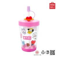 ราคา MINISO แก้วน้ำพลาสติกพร้อมหลอด ขนาดพกพา BT21 Collection (21930000306)