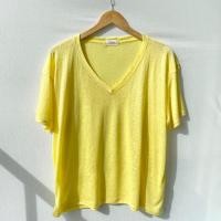 ราคา เสื้อยืด คอวี เสื้อผ้า สาวอวบ ผ้าสลาฟ ใส่สบาย V5 (21267292120)