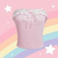 ราคา เกาะอก ผูกโบว์หน้า สีชมพู วินเทจ น่ารักมาก (21922165935)