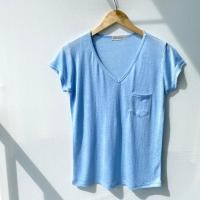 ราคา เสื้อยืดคอวีมีกระเป๋า เนื้อผ้าสลาฟ อก 36 ยาว 24 (19941624092)