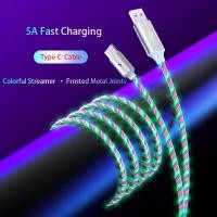 ราคา 5A Fast สายชาร์จ LED สว่างส่องแสงไหลสาย USB Streamer ที่มีสีสันสายข้อมูล MicroUSB Type C iPhone สายชาร์จสายชาร์จสำหรับ Iphone Android (7631818559)