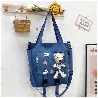 ราคา ส่งจากไทย 5สี พร้อมส่ง กระเป๋าสะพายข้าง ผ้าหนาใบใหญ่ กระเป๋าผ้าแคนวาสสไตล์ใหม่ สะพายข้าง (21888074863)