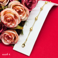 ราคา สร้อยข้อมือทองลายกระดูกงูกลมคั่นเม็ด ความยาว 6 นิ้ว (21649622838)