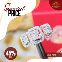 ราคา แหวนเพชรแท้เบลเยี่ยมคัท แหวนบาเก็ต 3 บล็อค เริ่มต้นที่ 9k (10312098094)