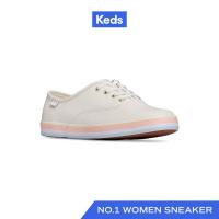 ราคา KEDS รองเท้าผ้าใบหนัง แบบผูกเชือก รุ่น CHAMPION LEATHER FOXING STRIPE สีครีม WH67932 (21783088437)