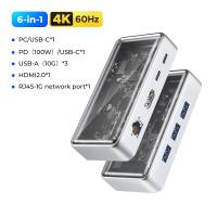 ราคา ORICO TYPE C 6 In 1แท่นวางมือถือ USB C Hub พร้อม4K HDMI 100W PD USB 3 0 RJ45 1000M Sd tf สำหรับแล็ปท็อป (21546025733)