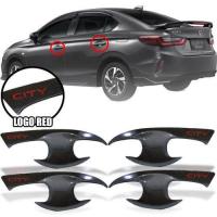 ราคา เบ้ารองมือเปิดประตู เบ้าหลุมกันรอย ถ้วยรองมือเปิด รุ่น ฮอนด้า ซิตี้ Honda City 2020 2022 สีคาร์บอน โลโก้แดง จำนวน 4 ชิ้น (21597278682)