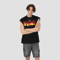 ราคา DAVIE JONES เสื้อยืดโอเวอร์ไซส์ แขนกุด พิมพ์ลาย สีขาว สีดำ Graphic Print Oversized Sleeveless T Shirt in black LG0058WH BK (18454154302)