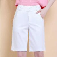 ราคา สีขาวห้าจุดกางเกงขาตรงผู้หญิงเอวสูงกางเกงขาสั้นลำลองขากว้างหลวมบาง (16112435894)