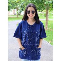 ราคา เสื้อหม้อฮ่อมฟอกนิ่มปักลายน้องช้าง อก40 52 ใหม่ งานปักฝีมือ100 ใส่สบาย (21828134012)
