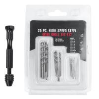 ราคา Hand Twist Drill Bits SetDIY Precision Pin Vise Model Mini Hand Spiral Drill with 25pcs 0 3mm to 3 0mm Micro Drill Bits Black (19274913072)