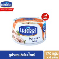 ราคา แพ็ก 4 นอติลุส ปลาทูน่ากระป๋อง 165 185 กรัม Nautilus Tuna Can 165 185g (21612414320)