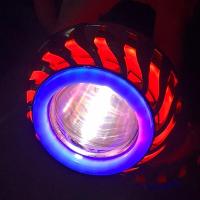 ราคา ไฟ LED projector 2ขนาด เล็ก ใหญ่ วงแหวนในน้ำเงิน วงแหวนนอกแดง ไฟหน้าโปรเจคเตอร์ 1ดวง (21512546827)