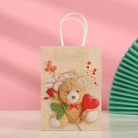 ราคา Teddy Bear Tote Bag Love Bear Hand Kraft Paper Bag Love Hand Kraft Paper Bag Valentines Day Gift Bag Holiday Accompanying Bag (21187497296)