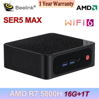 ราคา Beelink SER5 MAX MINI PC AMD Ryzen 7 5800H Mini PC Win 11 Pro DDR4 NVME SSD 5560U Beelink Mini PC SER5 AMD Ryzen5 5560U Triple display Via DisplayPort HDMI Type C (20700347442)