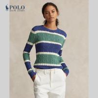 ราคา Polo Ralph Lauren เสื้อสเวตเตอร์ผู้หญิง Striped Cable Cotton Crewneck Sweater รุ่น WMPOSWENC020884 สีฟ้า (21398063955)