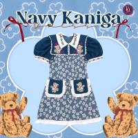 ราคา Navy Kaniga Dress เดรสสั้นผ้าทอ ลายดอกไม้ แขนตุ๊กตาสั้น ปกสองชั้น งานปักลายน้องหมี มีกระเป๋าสองข้างปักลาย ผ้านิ่ม ไม่คัน (21936337634)