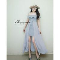 ราคา TW4058 แม็กซี่เดรสปาดไหล่ผ่าหน้า (6424472386)