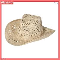 ราคา Bluelans หมวกฟางสาน ระบายอากาศ ทรงกลม สไตล์คาวบอยตะวันตก พับได้ สําหรับถ่ายรูป (21751132205)