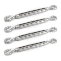 ราคา เกลียวเร่ง สแตนเลส 304 ขนาด 6 มม จำนวน 4 ตัว 4Pcs Stainless Steel 304 Hook Eye Turnbuckle Wire Rope Tension Tool M6 (21910827055)