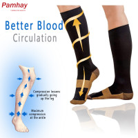 ราคา Miracle Copper Socks Anti fatigue Compression Socks Foot Calf Ankle Pain Relief Compression Stockings Black (9819081194)