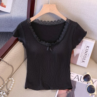 ราคา KaeKai พร้อมส่ง เสื้อยืด ผ้าเรยอน ใส่สบายยืดได้เยอะ แต่งโบว์ตรงกลาง น่ารักเรียบหรู แมทได้กับทุกลุค (21956329082)