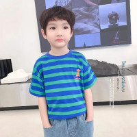 ราคา เสื้อยืดคอกลมแขนสั้นสำหรับเด็ก ลายทางลายการ์ตูนคอตตอนฉบับภาษาเกาหลี2023ใหม่ฤดูร้อน (21693489329)