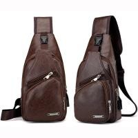 ราคา กระเป๋าสะพายหนังเย็นสบาย ๆ แฟชั่นผู้ชายกระเป๋า Messenger USB ชาร์จหลุมหูฟังภายนอกมัลติฟังก์ชั่ความจุขนาดใหญ่กระเป๋าหน้าอกป่า (21845867633)