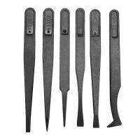 ราคา 6PCS Precision Tweezer Set Plastic Anti Static Tool Kit Size 1 2 3 5 6 8 each one Black (20557630585)