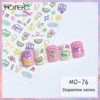 ราคา Horec Summer Dopamine Nail Stickers Graffiti Cute Lines Love Smiley Face Butterfly Relief Three Dimensional Adhesive Decals (21871880122)