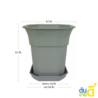 ราคา กระถาง กระถางต้นไม้ 8 เหลี่ยม สูง จาน ขนาด 6 5 นิ้ว สีดำ สีขาว สีเทา สีอิฐ (21394578652)