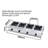 ราคา HJKJ สแตนเลส เตาแก๊ส 4 หัวเตา ห้องครัว Burner เต็ม เตาแก๊ส ทำความสะอาดง่าย เตา kitchen furniture การประหยัดพลังงาน เตาแก๊ส แรงดันต่ำ (21389703555)